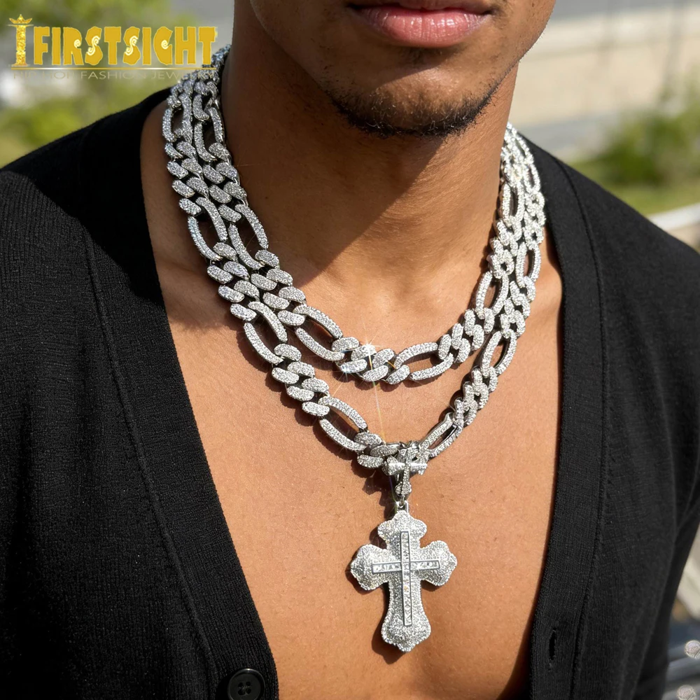 

Ожерелье с подвеской в виде креста Iced Out для мужчин и женщин, блестящий кубический цирконий Майами, кубинский Китай, ювелирные изделия в стиле хип-хоп