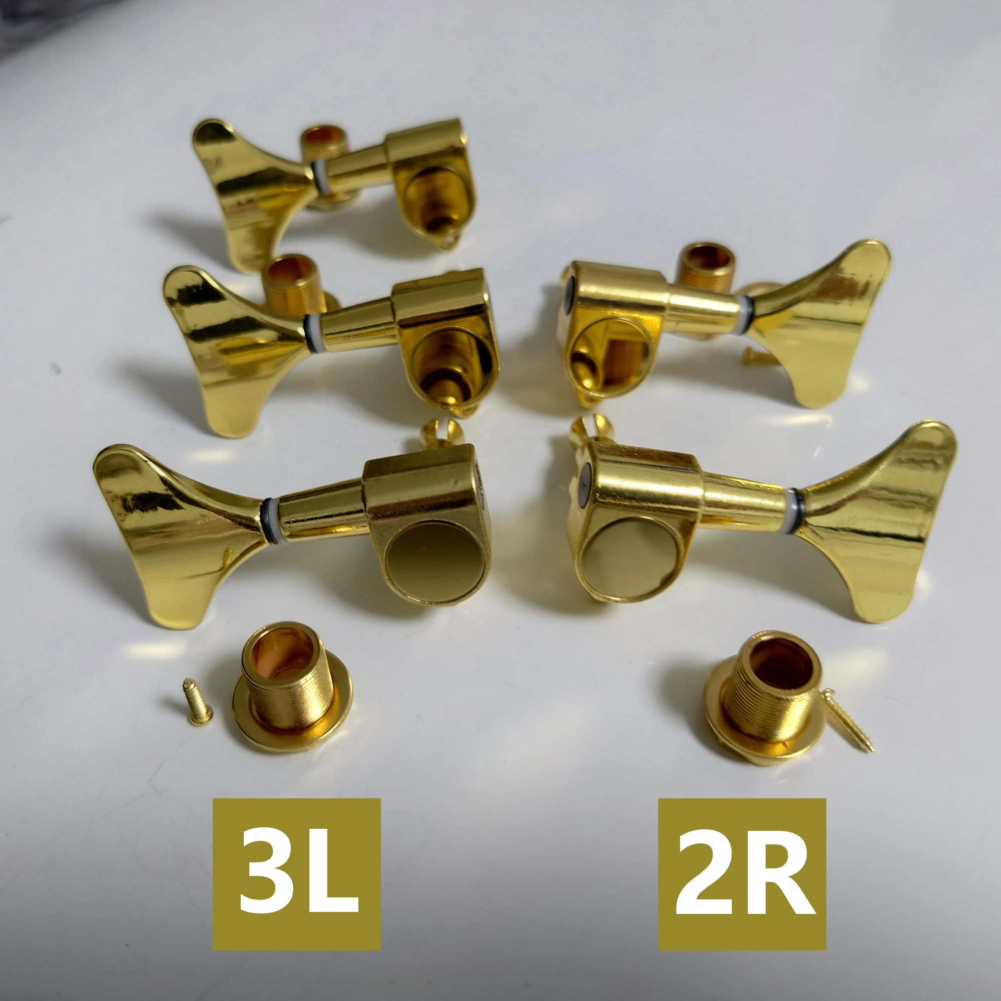 Gold Closed Electric Bass Tuning Pegs Left & Right Tuners Set for 3L 2R String Configuration Bass Guitar