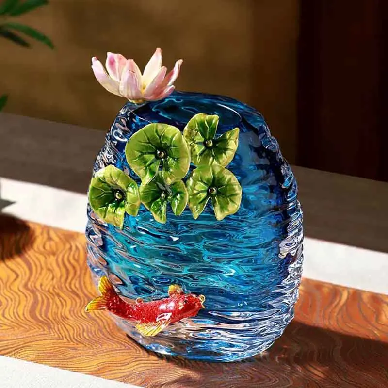 Luxury Artwork Ornaments, Glass Crafts Sculpture, Enamel Glass Vase, Living Room Desktop Decoration, Creative Gifts,Customized