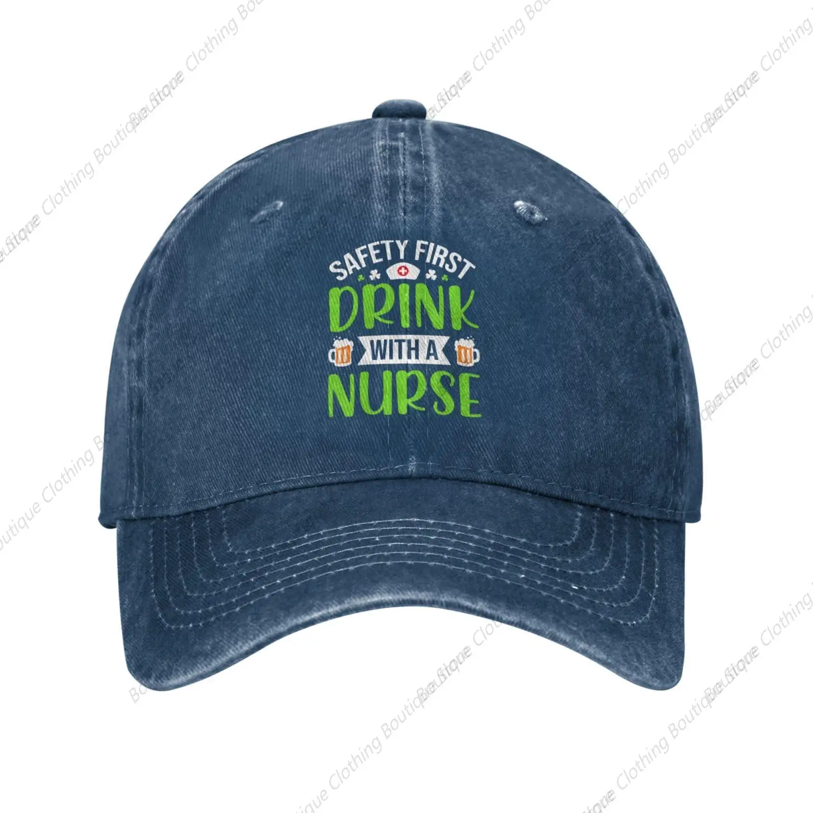 Safety First Drink with A Nurse Baseball Cap for Men Women Hats Denim Trucker Caps Dad Hat