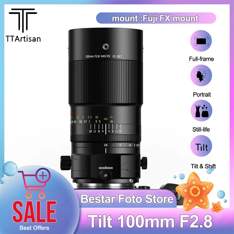 

TTArtisan Tilt-Shift 100mm F2.8 2X Macro Full Frame MF Lens forSony A7 Fuji X-T3 GFX100 Nikon Z5 D5 Canon R5