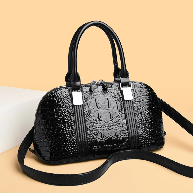 

Patent Leather Crocodile ladies handbag brand design women shoulder bag Commuting shell Crossbody Bags for lady totes bolsa