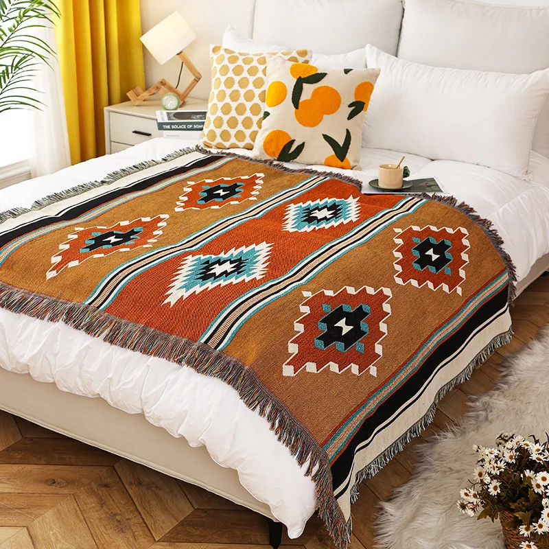 Bohemian Throw Blanket For Beds Outdoor Camping Blanket Sofa Cover Indian Sofa Towel Bed Cover Rug Tablecloth Living Room Decor