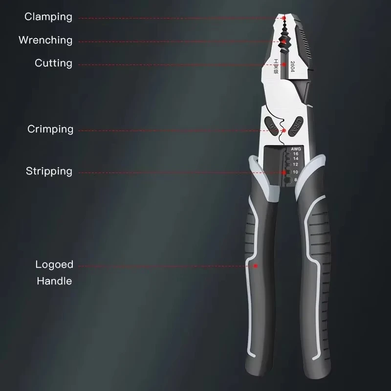 BIESUO Alicate de fio afiado grande abertura alicate de descascamento de grau industrial multifuncional ferramentas manuais de hardware