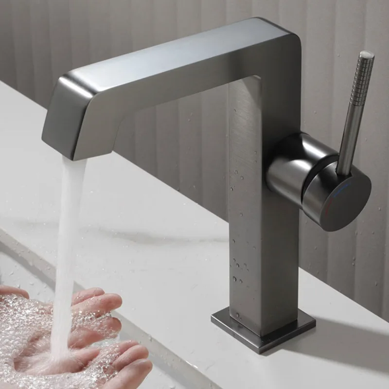 New Arrival Bathroom Basin Faucets Gold Bathroom Sink Faucets Copper Grey Single Handle Hot Cold Wash Mixer Water Tap