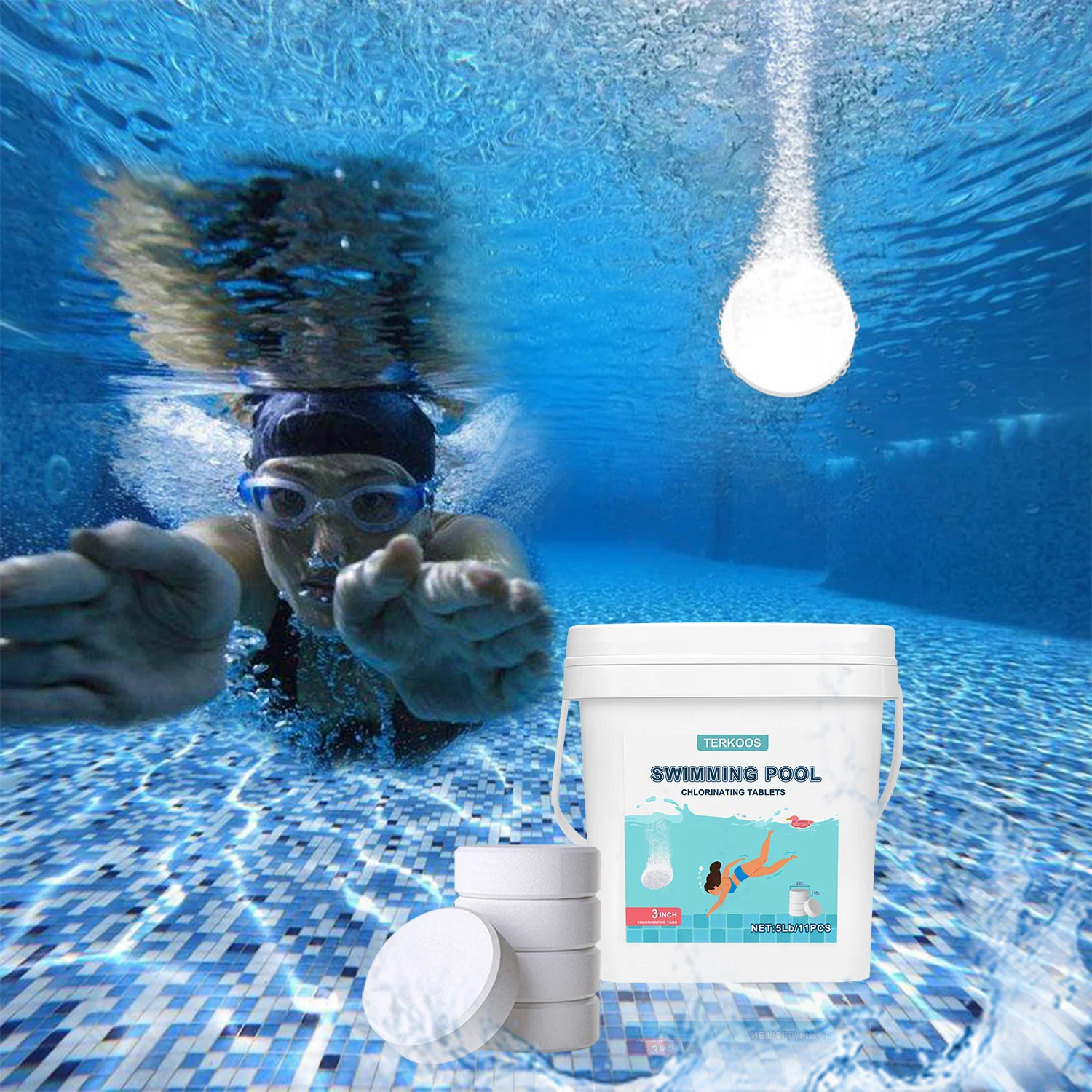 10LB Swimming pool care 3-inch super chlorine tablets, swimming pool chlorination purification