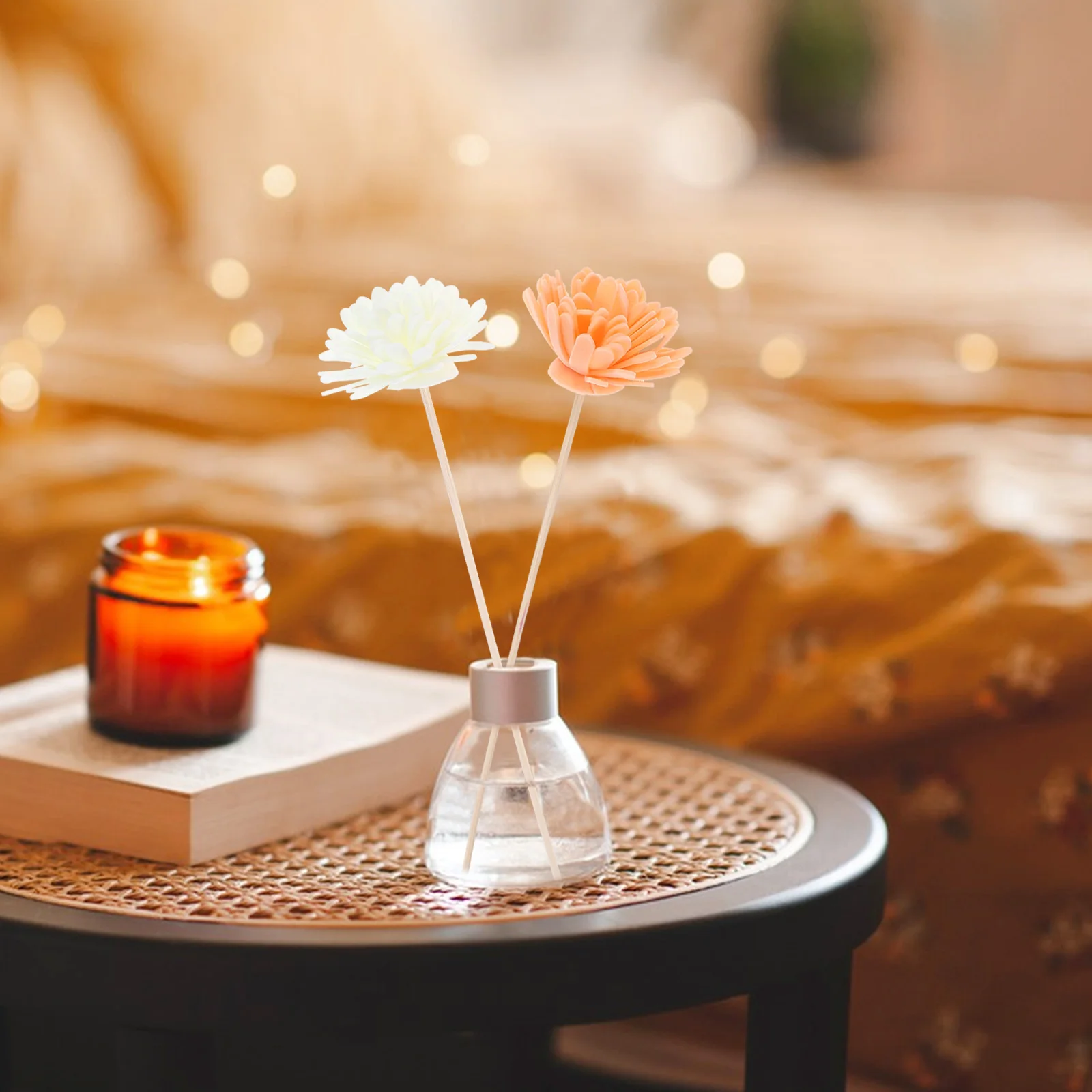 

12pcs Rattan Flower Diffuser Sticks Essential Oil Scented Homes Bathrooms Longlasting Fragrance Realistic Flowers Portable