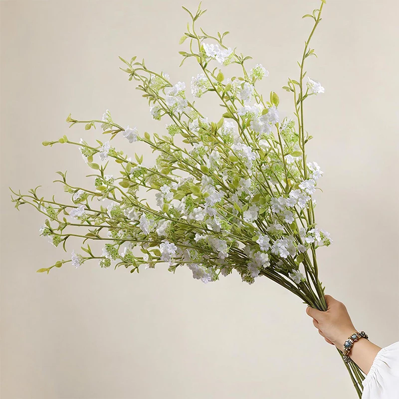 5 Ramos de Flor Artificial Snow Willow para Decoração de Casa, Acessórios de Casamento, Adereços para Fotografia, Ramos Piaoxue 100CM