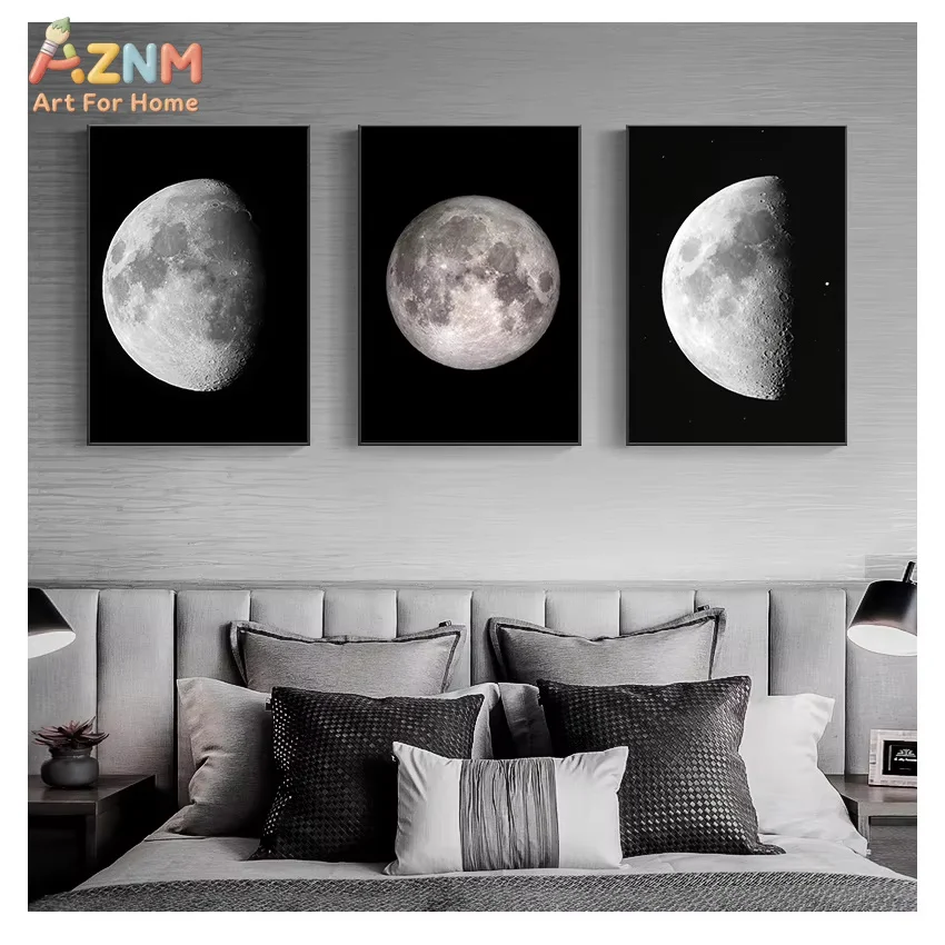 Phase Change on Canvas Painting Astronomy Satellite Home Decor Bedroom Decoration Abstract Moon Poster Prints
