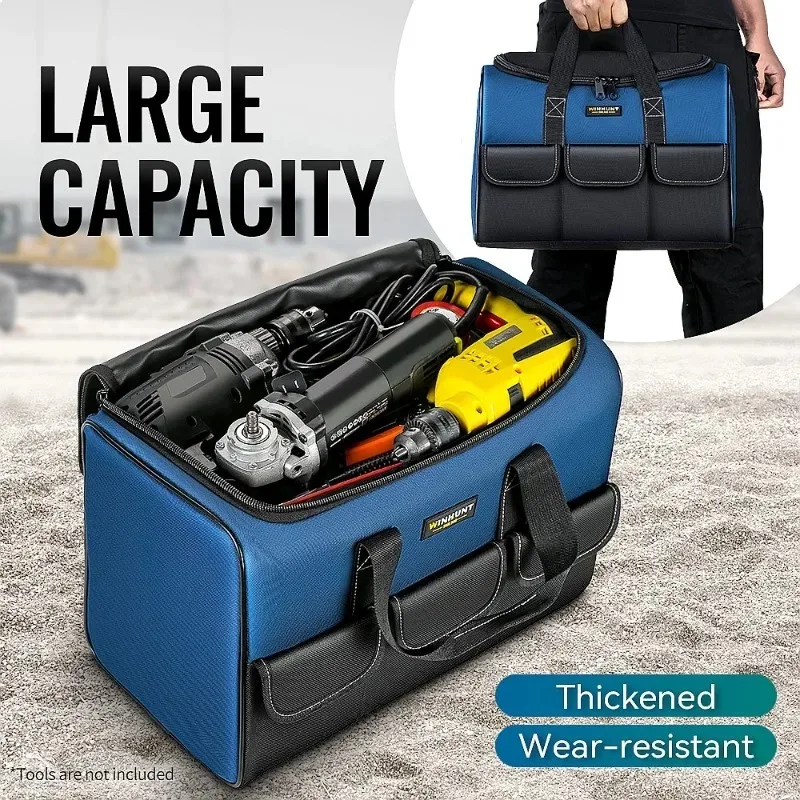 

Heavy Duty Wide Mouth Tool Bag with Pockets, Organizer for Men Tool Storage