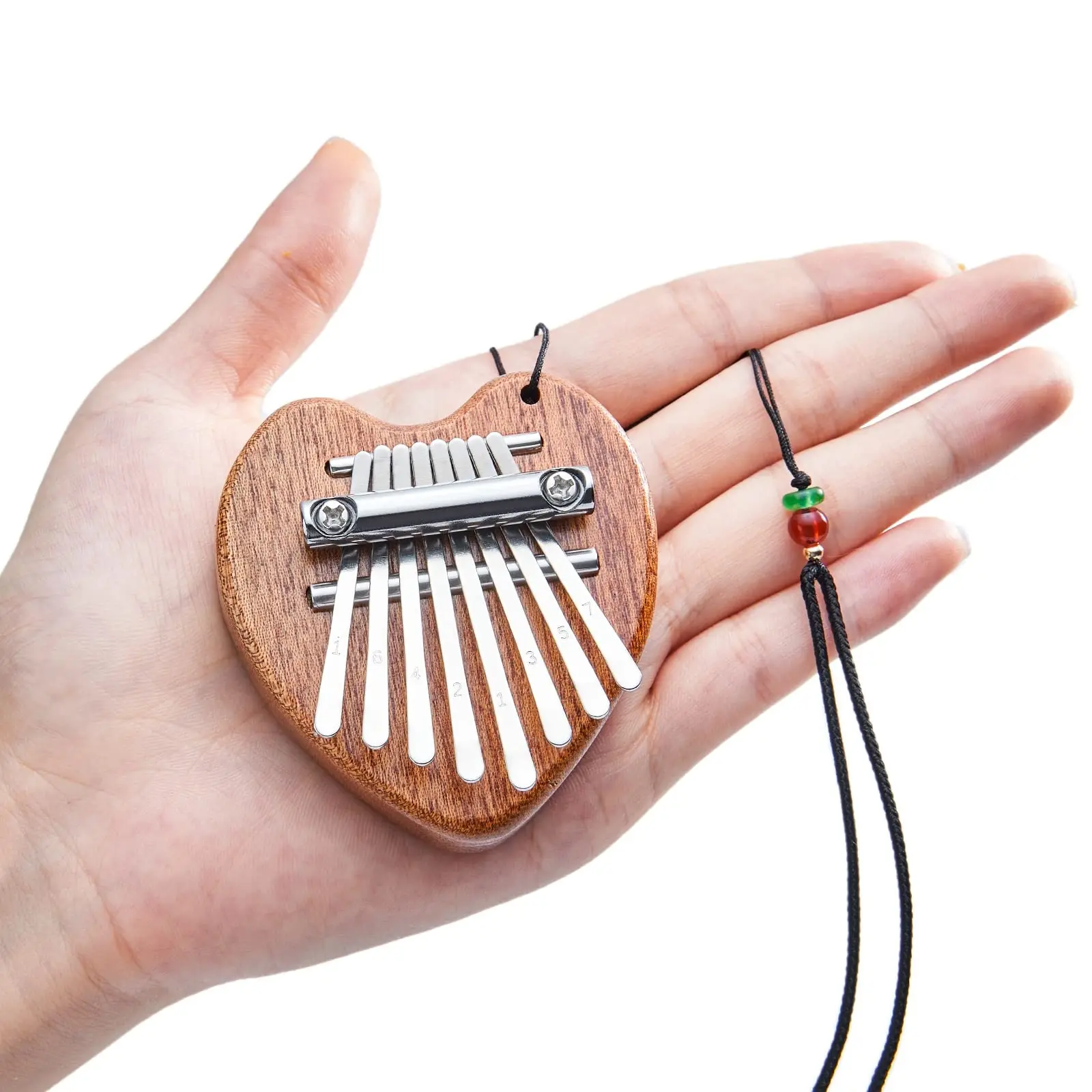 Mini Kalimba 8 Key Thumb Piano 1 Pack Love Style Cute Instrument Portable Exquisite Gift Set for Kids