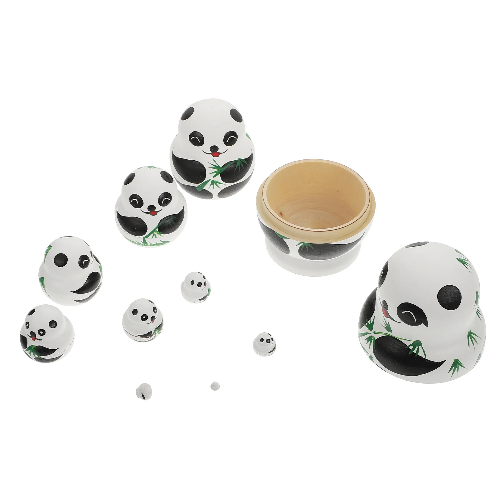 สิบชั้น PANDA Matryoshka ของเล่นไม้รัสเซียซ้อนตุ๊กตาทาสี Nesting Matryoshkas ของเล่น