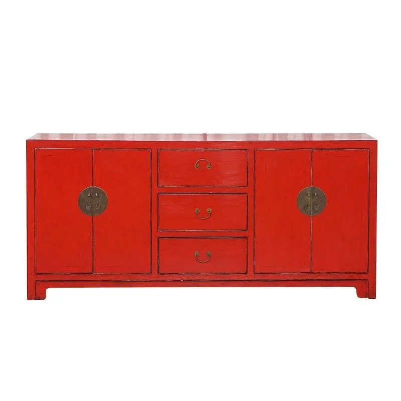

Solid wood red dining side cabinet antique edging old locker cabinet Ming and Qing classical furniture foyer cabinet