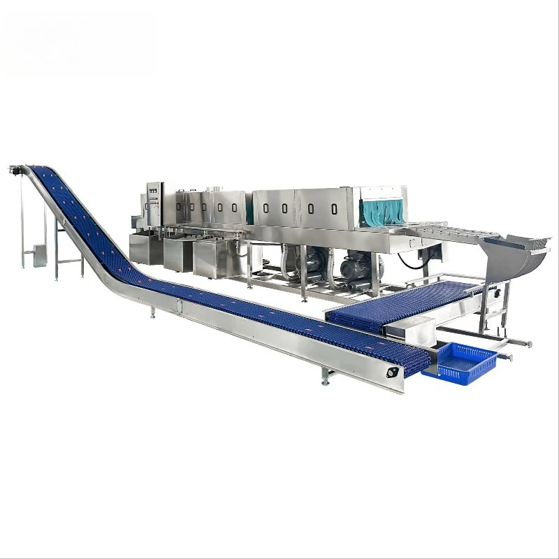 Commercial Basket Washing Machine / Tray Washer / Pallet Washer Sus304 for Vegetable Fruit Processing Plant