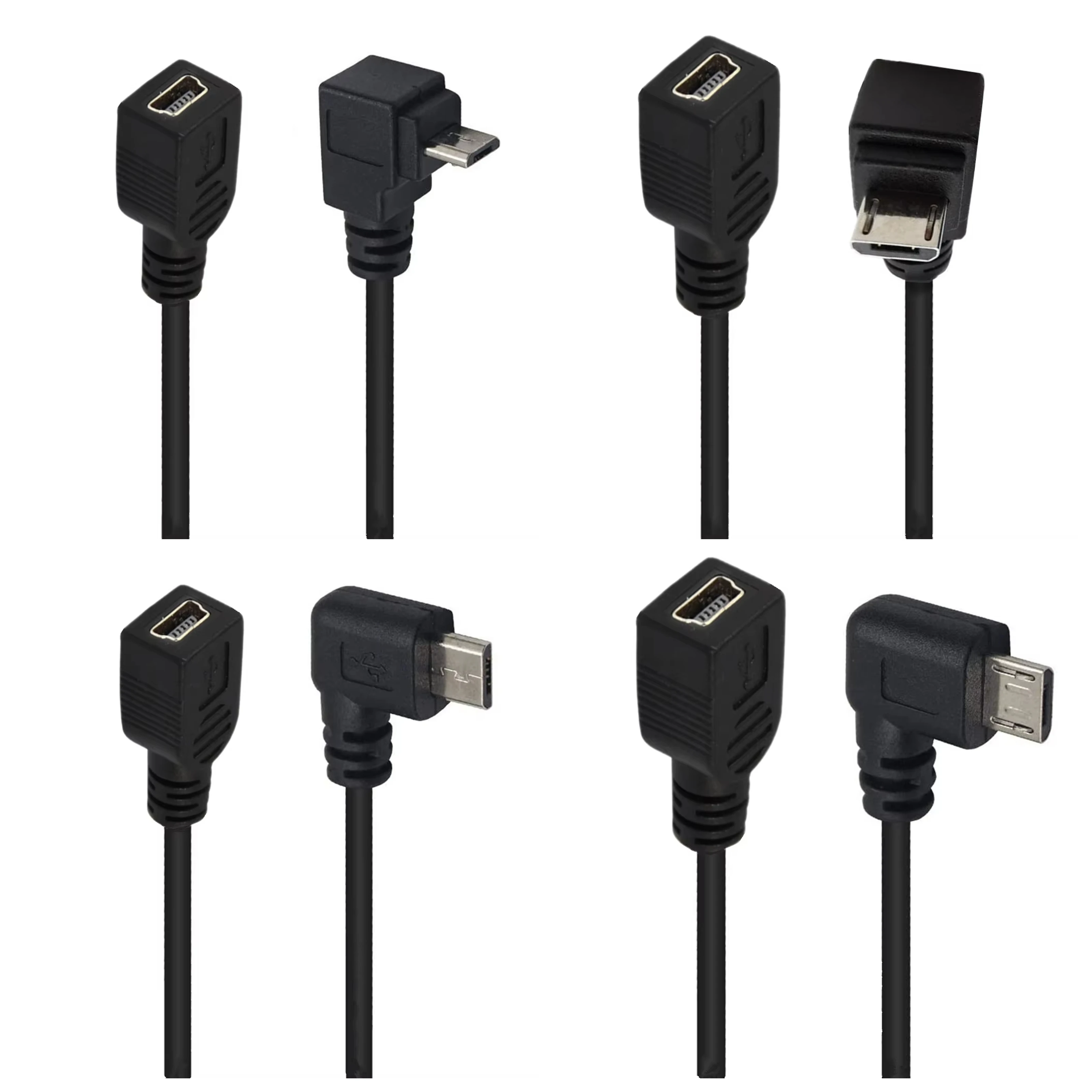 Micro USB 2.0 Male Angled to Mini 5pin Female OTG Data Extension Cable 0.25m - Down/Up/Left/Right Options Available
