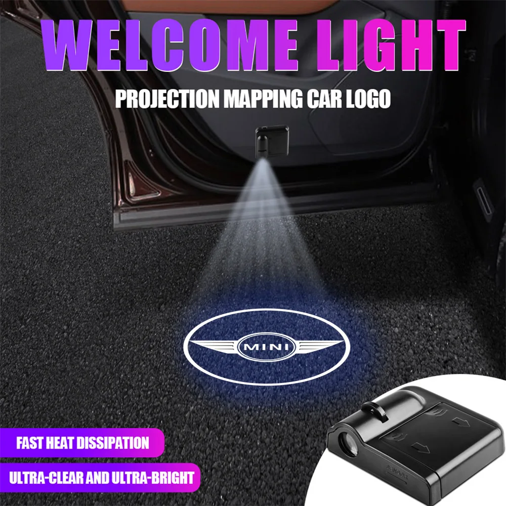 1/2/4PCS Luz de bienvenida inalámbrica para coche, proyector de luz decorativa, accesorios para auto, para MINI Cooper JCW WORKS R55 R56 F55 F56