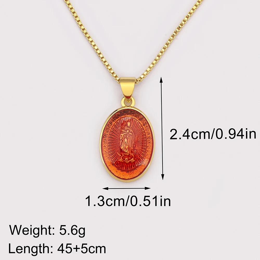 Elliptical Shape Virgin Mary Religious Style Pendant Necklace For Women Believer Chain Link jewelry Accessories Fine Party Gift