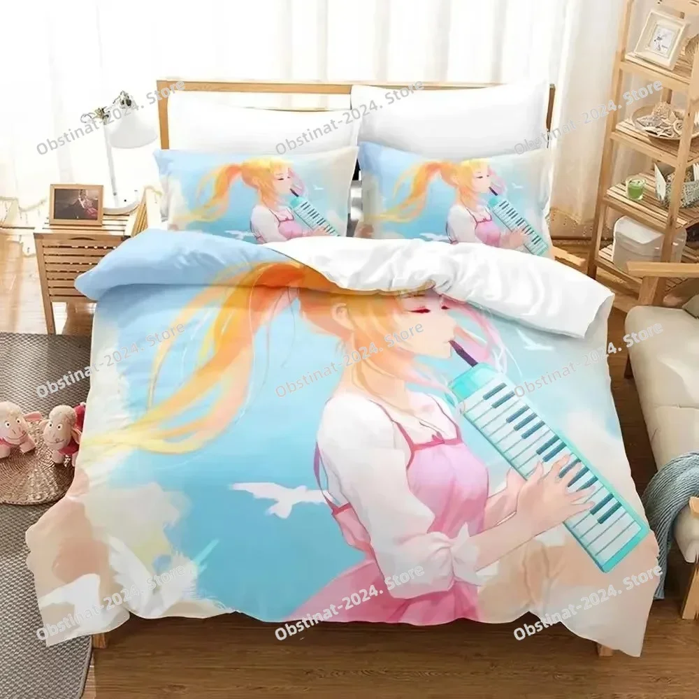

Anime Your Lie in April Bedding Set Boys Girls Twin Queen Size Duvet Cover Pillowcase Bed Kids Adult Fashion Home Textileextile