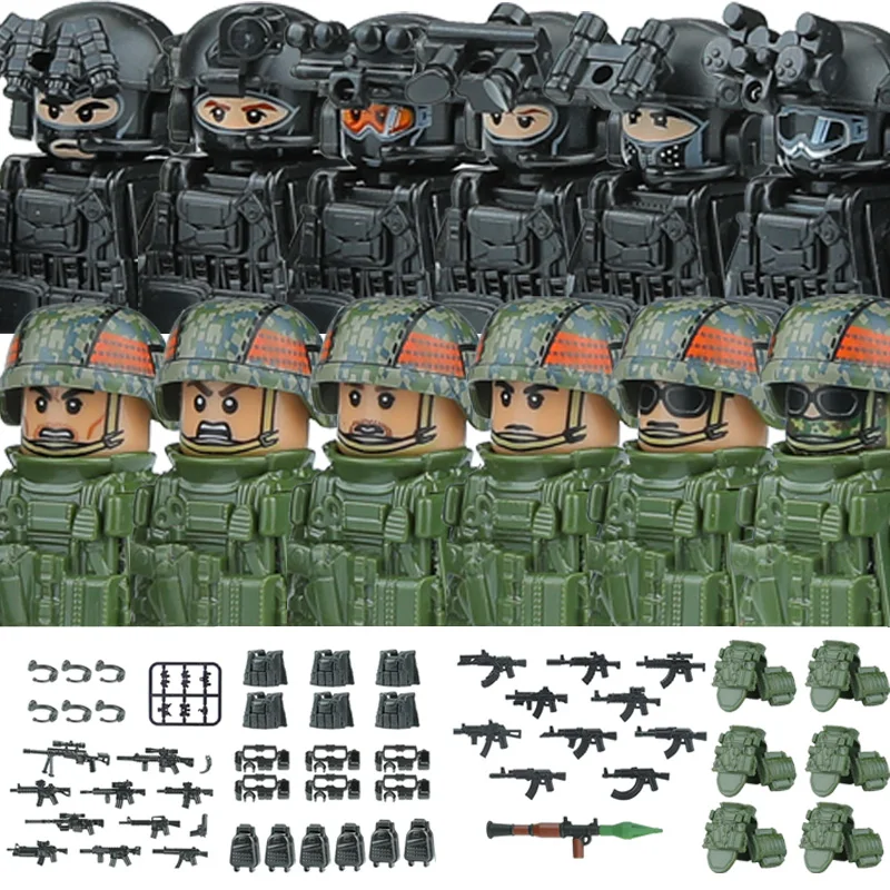 Stadt SWAT Geist Kommando Figuren Special Forces Figuren Bausteine UN Armee Soldat Polizei Militär Waffe Ziegel Spielzeug