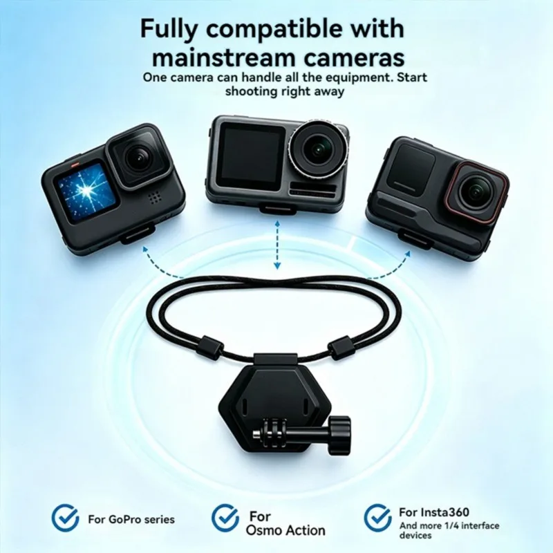 T31C-For DJI& Insta360 Magnetic Neck Mount-Cycling Accessory For POV Smartphone Action Camera Filming