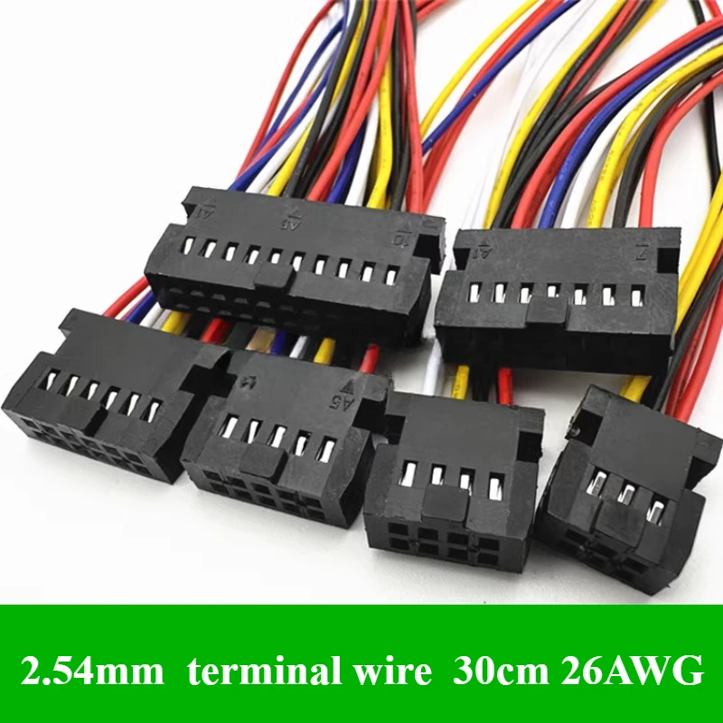 

2.54mm terminal wire with protrusion single head double row connector wire 2*3/4/5/6/7/8/9/10P automotive line length 30cm 26AWG