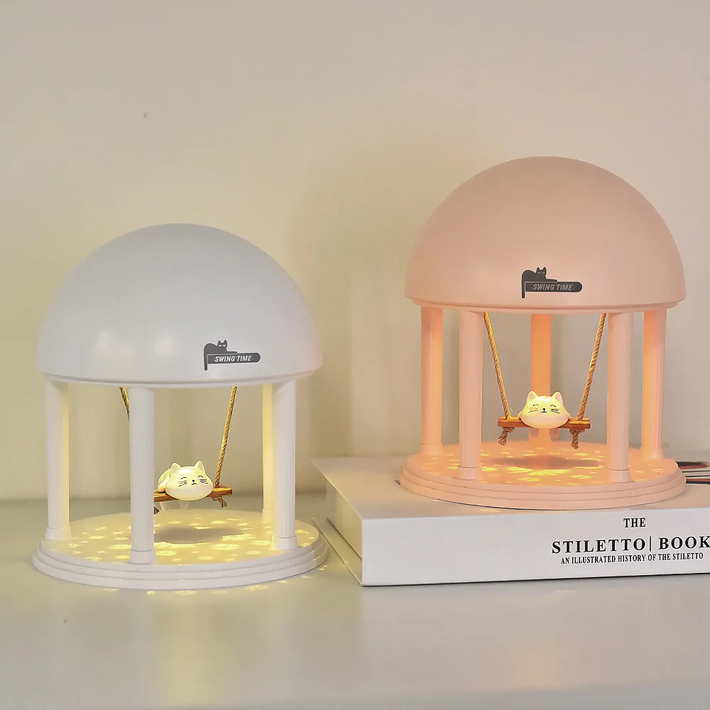 Dreamy Projector Ambient Night Light Wireless Bluetooth Speaker High Pitched Swing Little Cat Music Box Ambient Light