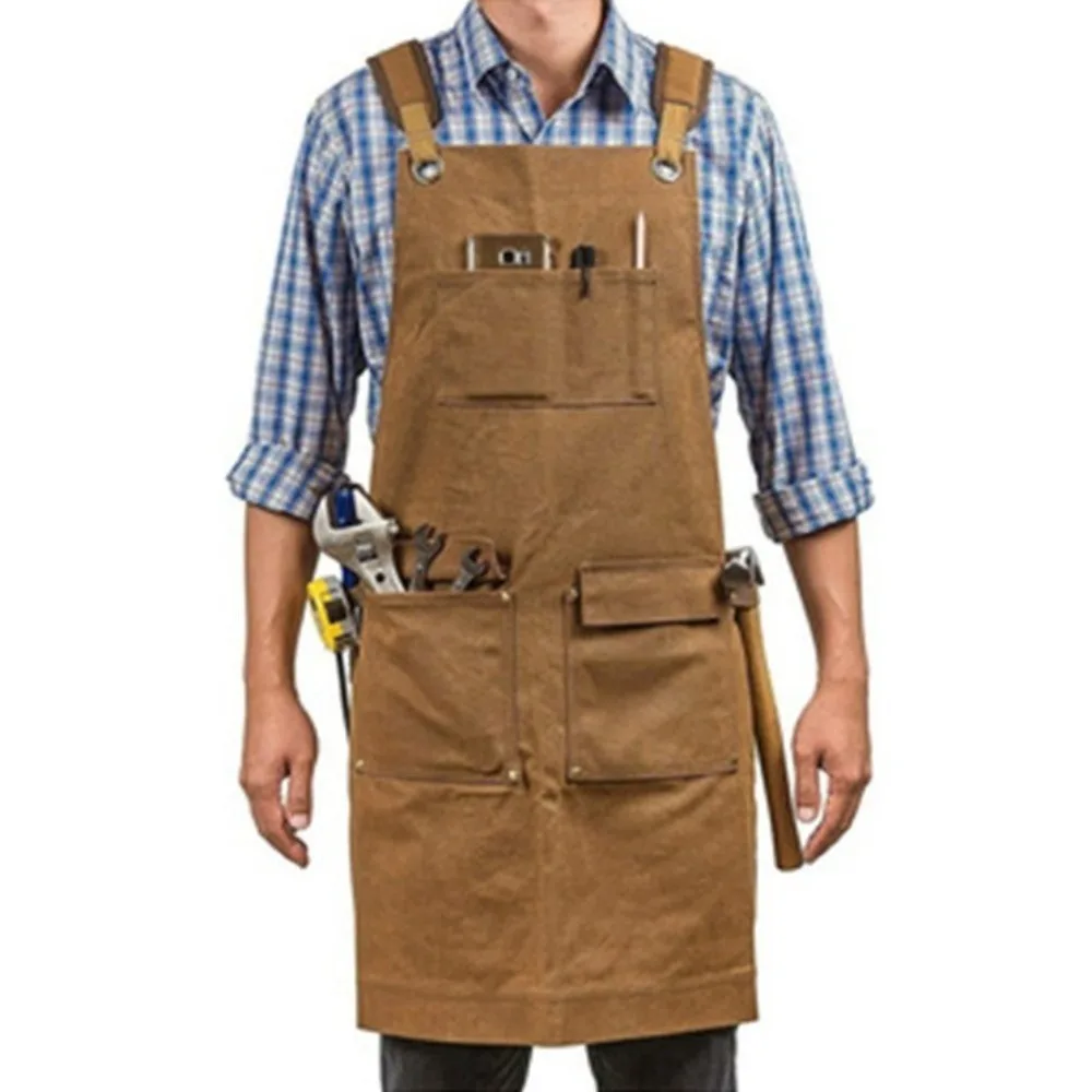 Wear Resistant Electrician Work Apron Pockets Waterproof Carpenter Work Clothes Reusable Printing Storage Bag Waist Apron