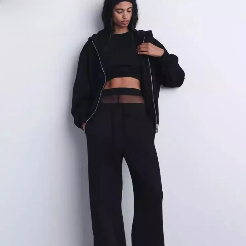 

Autumn Winter New Arrival Women's Long Pants Hooded Long Sve Sweatirt Loose Fit Regular Sve Length Ladies Faion