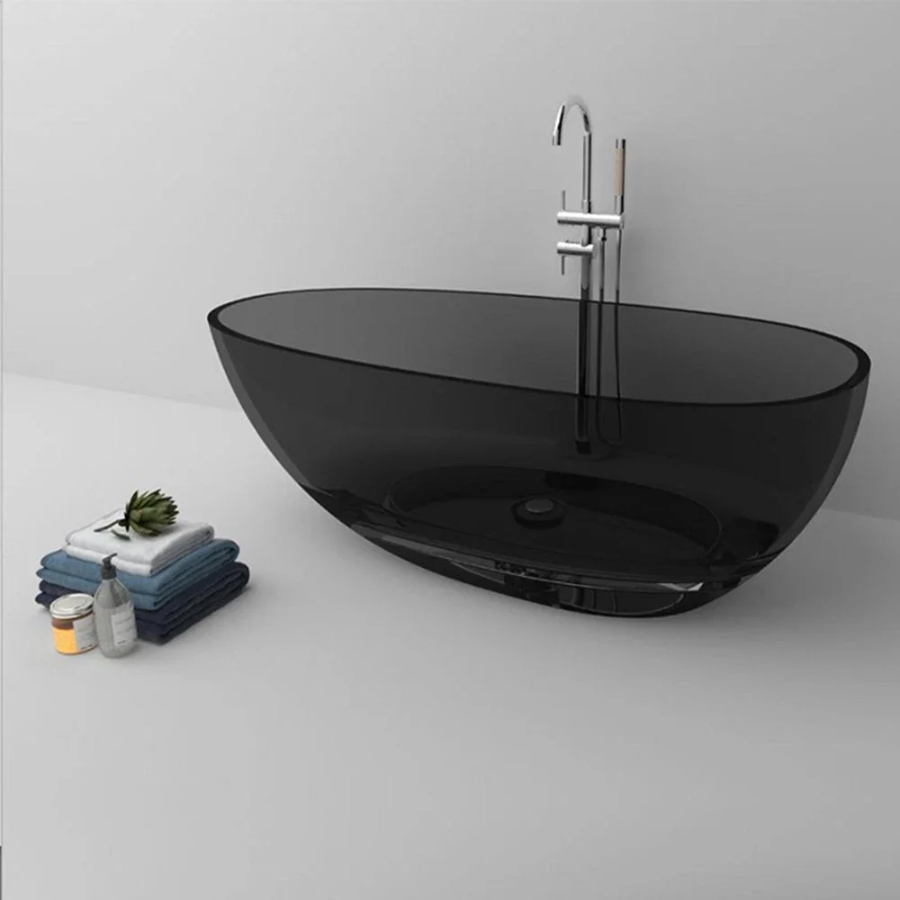 

1600x800x540mm New Design Resin Freestanding Bathtub Online Celebrity Colored Transparent Muti-Sized Tub RS1005A