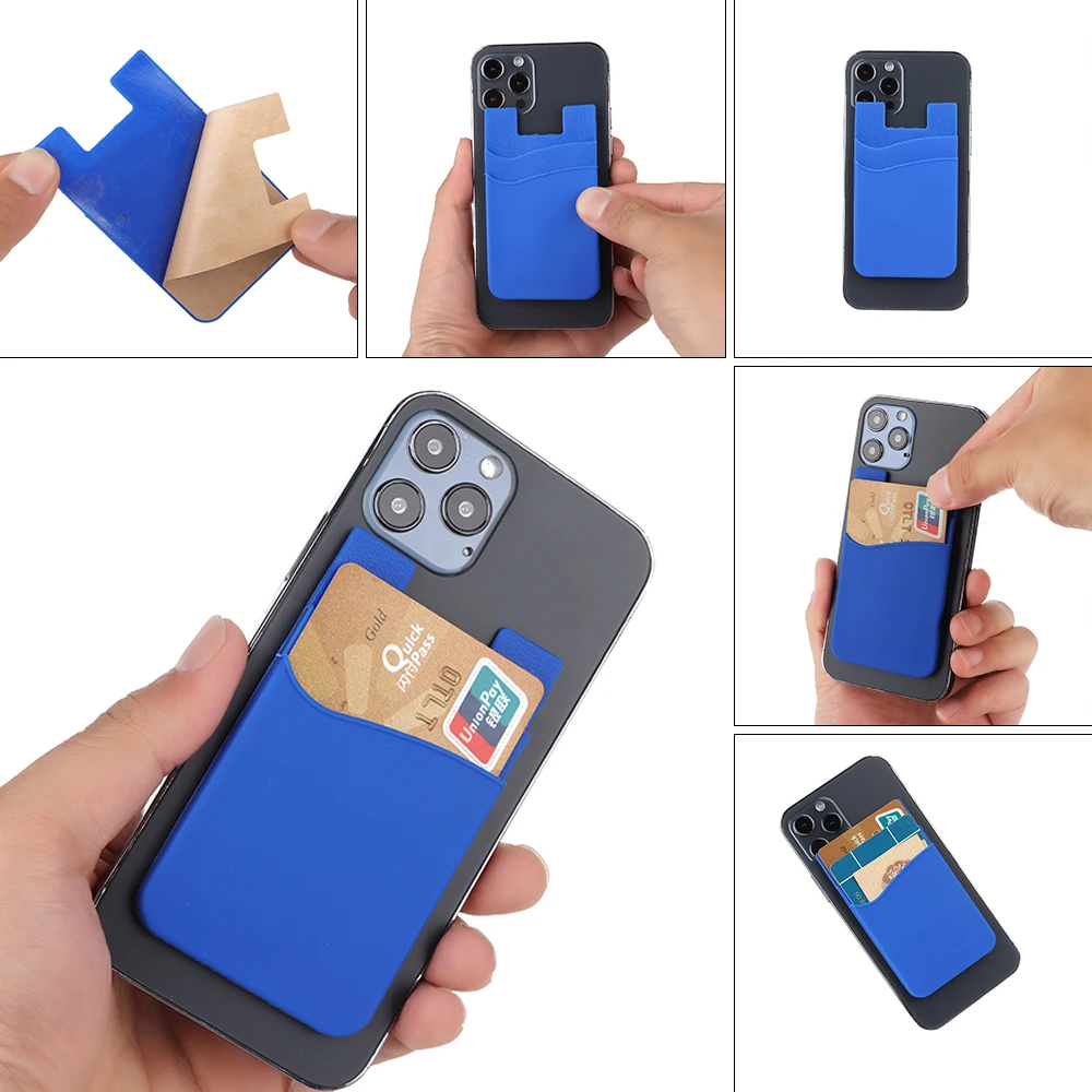 Elastic Cellphone Accessories Silicone Credit ID Card Holder Adhesive Pocket Sticker Wallet Case Mobile Phone Wallet