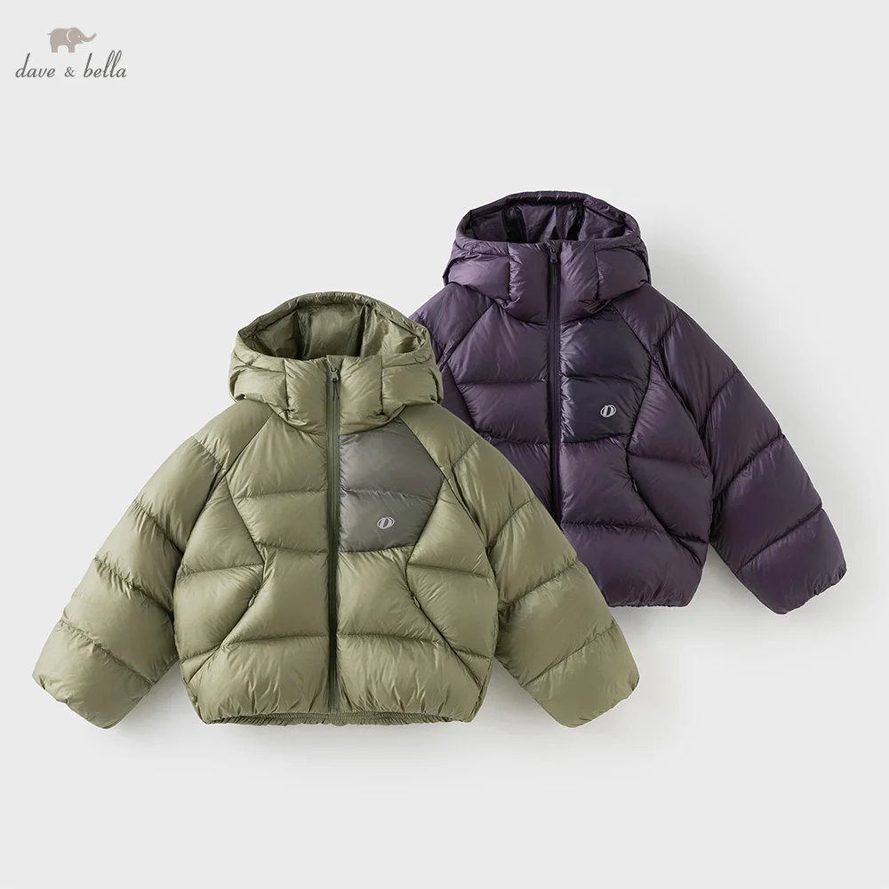 Dave Bella Children Down Jacket Autumn Winter Girls Boys Plush Hooded Waterproof Overcoat Kids White Duck Down Clothes DK4254392