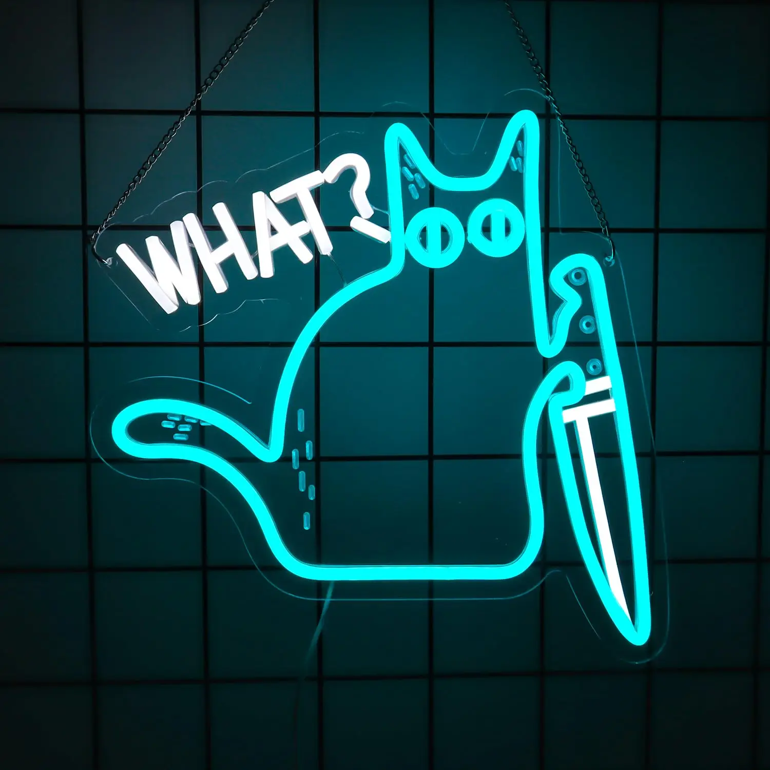 

Funny Cat Neon Light - Murderous Cat with Knife Design | Gothic Home Decor, Unique Cat Lover Gift, Halloween & Party Neon Sign