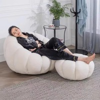 Lazy Sofa Pumpkin Nordic Style Single Sofa Chair+feet Can Lie Down Soft and Comfortable Living Room Balcony Bedroom Sofa Chair