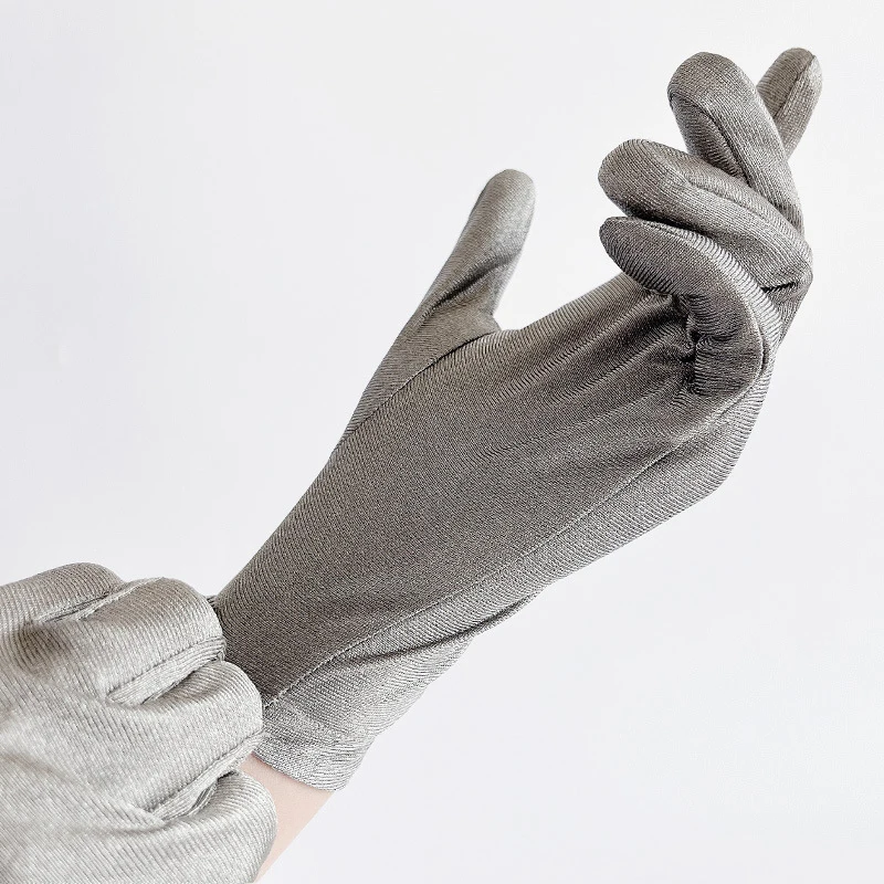 1Pair Silver Fiber Gloves Antistatic Conductive Material Screen Touch Mittens Antibacterial EMF Shielding Hand Protection