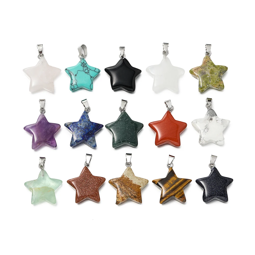 1pc Natural Stone  Agate Five-pointed Star Shape Crystal Charms Pendants for Jewelry Making Diy Bracelet Necklace Accessories ﻿