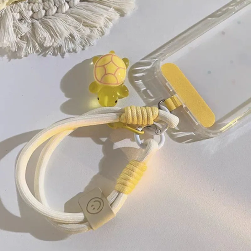 Cute Turtle Phone Case Hanging Rope With Keychain & Anti-Drop Clip Portable Short Braided Phone Wrist Strap Ideal Pendant Gift