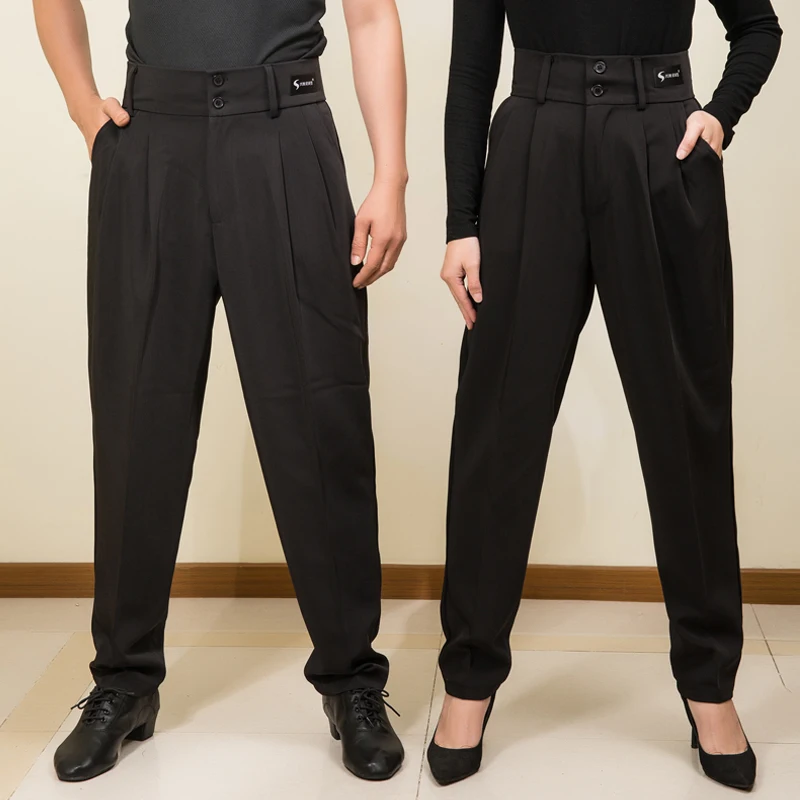 Couple Latin Dance Pants High Waist Ballroom Dance Trousers Men Women Cha Cha Practice Clothes Latin Competition Pants DNV17981