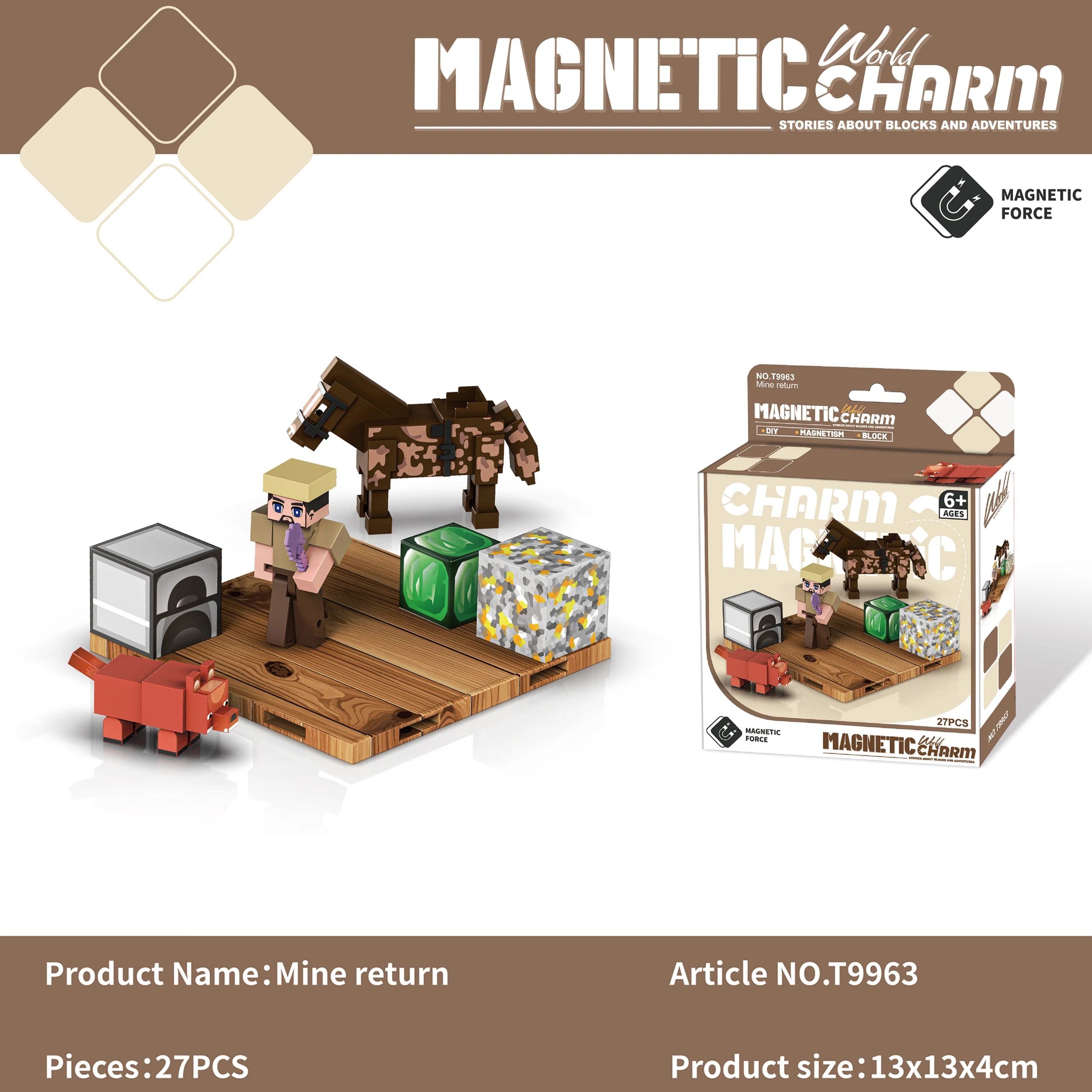 Set di costruzioni magnetiche Giocattolo educativo di blocchi di costruzione fai-da-te con base magnetica Gioco di costruzione di dimensioni da tavolo Regalo di Natale