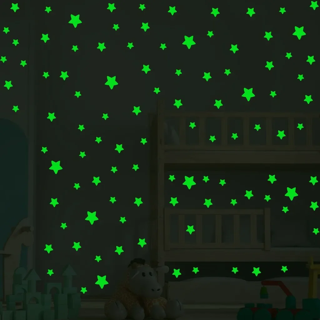100pcs Luminous Wall Stickers Glow In The Dark Stars Sticker Decals for Kids Baby rooms Colorful Fluorescent Stickers Home decor