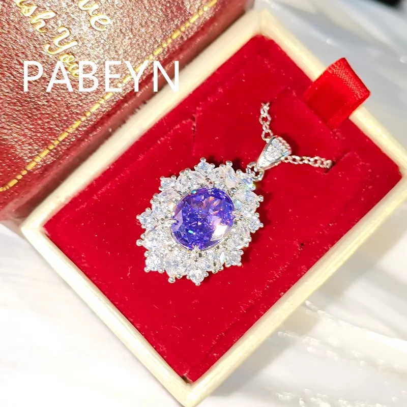 925 Sterling Silver Stylish Exquisite Ice Flower Cut Sunflower Necklace Inlaid with Crystal Zircon Birthday Anniversary Gift