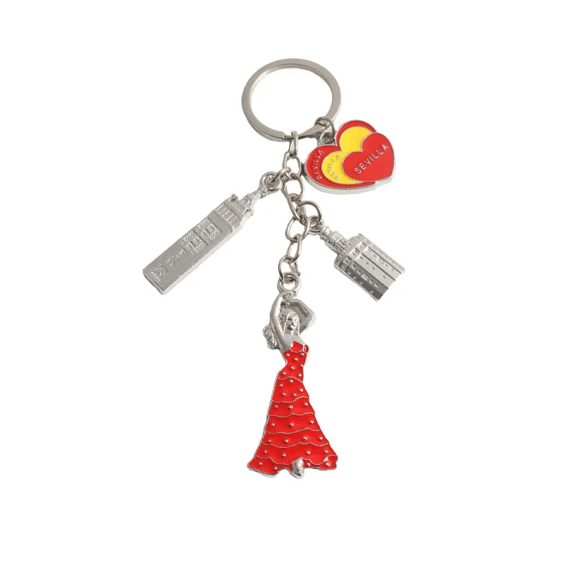 

Seville Spain Metal Keychain Creative Tourist Souvenir City Memorial Small Hanging Ornament Cultural And Creative Keepsake