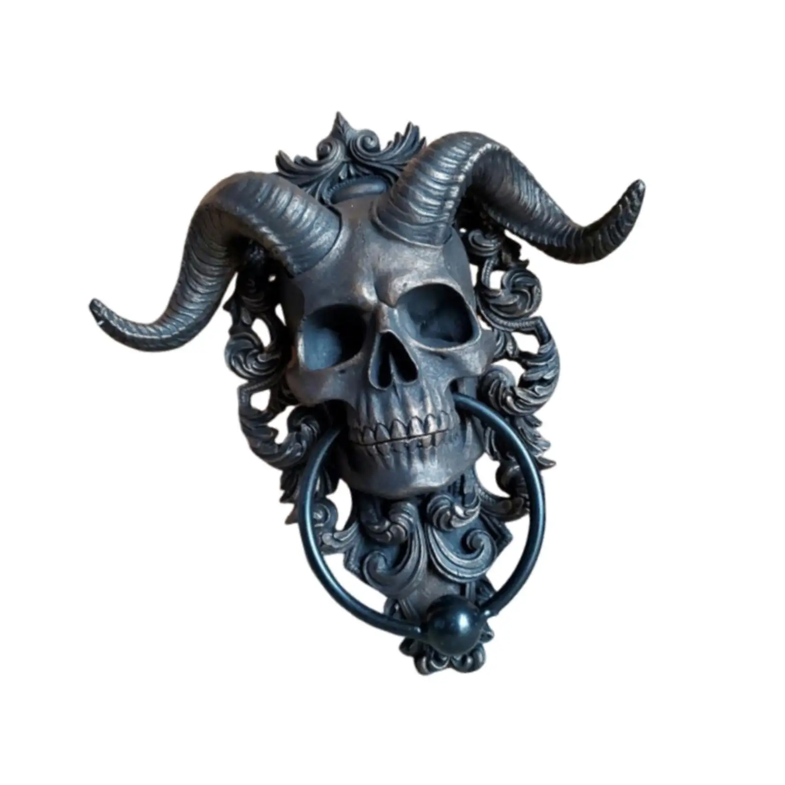 Goat Skeleton Head Door Knocker Wall Decor Resin Skull Pendant for Haunted Home Front Door
