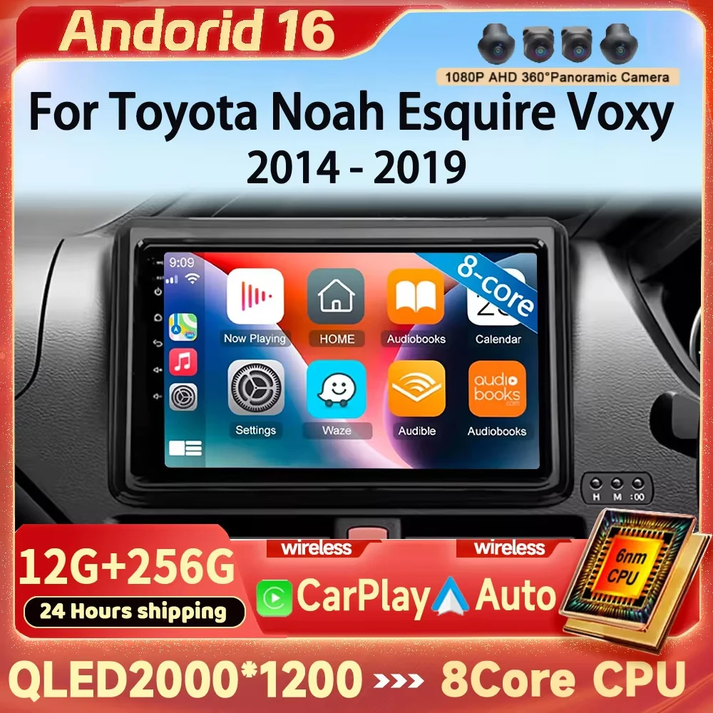 Wireless Carplay Android OS for Toyota Noah 80 Esquire Voxy 2014 - 2019 GPS Car Video Multimedia Player BT Touch Screen
