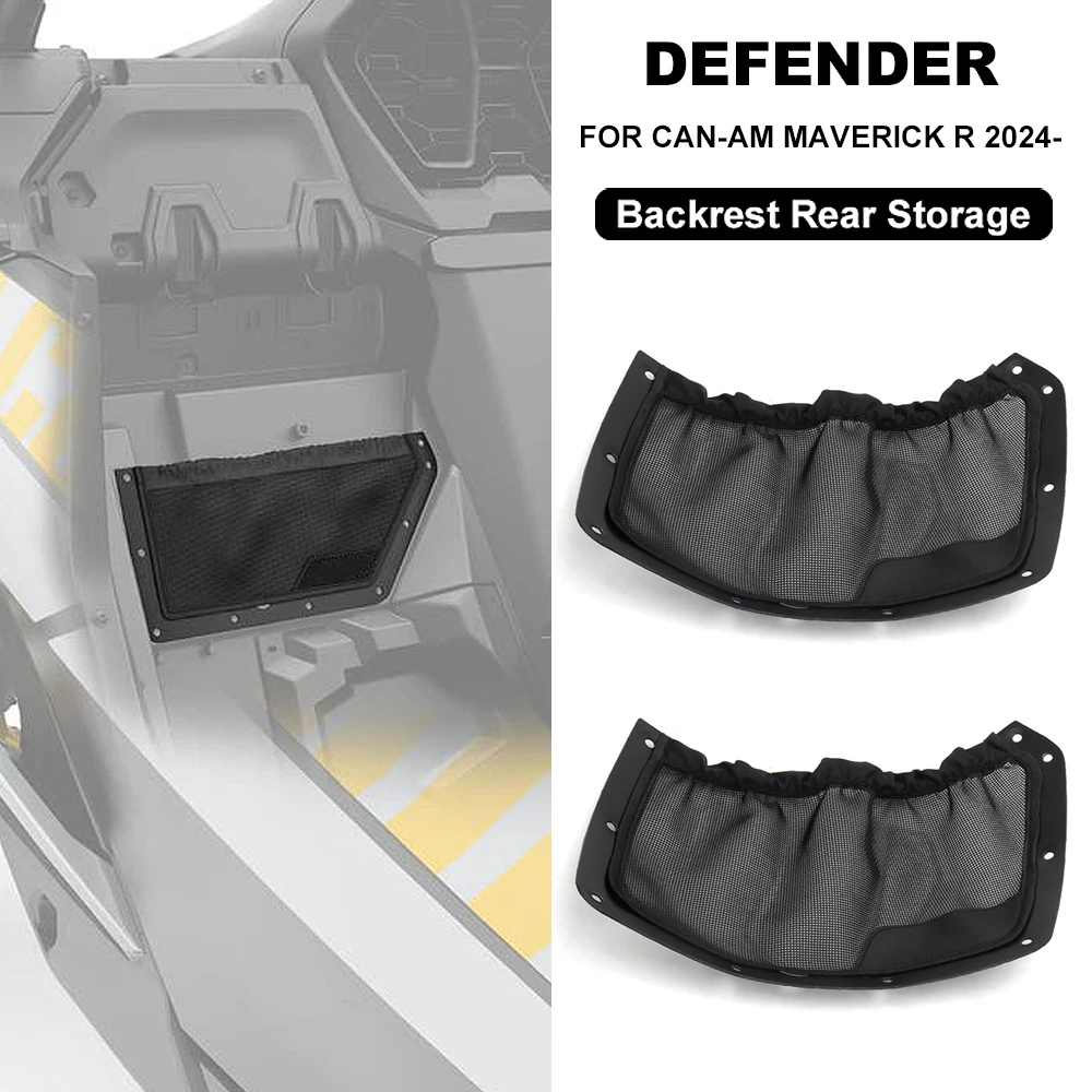 

New Accessories Black Storage Bag Backrest Rear Elastic Net Pocket UTV For CAN-AM MAVERICK R For Can-Am Maverick R 2024