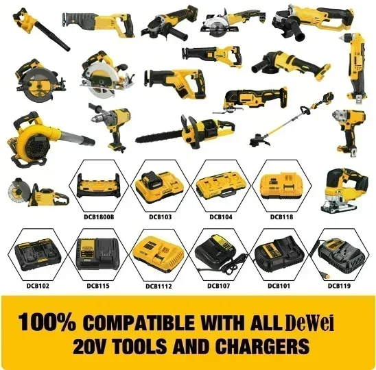 20V 8.0/10.0Ah For DeWalt MAX Tool Battery Replacement Battery Compatible with DCB184 DCB181 DCB182 DCB200 Dewalt battery