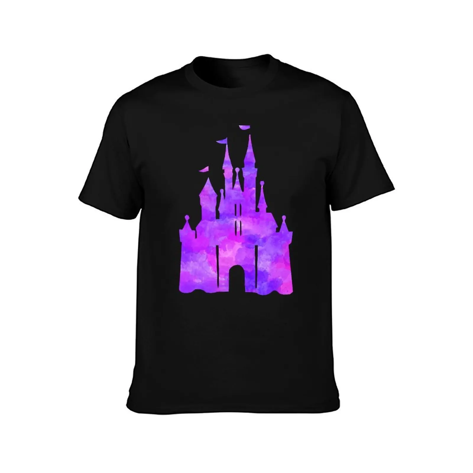Watercolour pink and purple castle T-Shirt Plus Size Street Style Tee T-Shirt