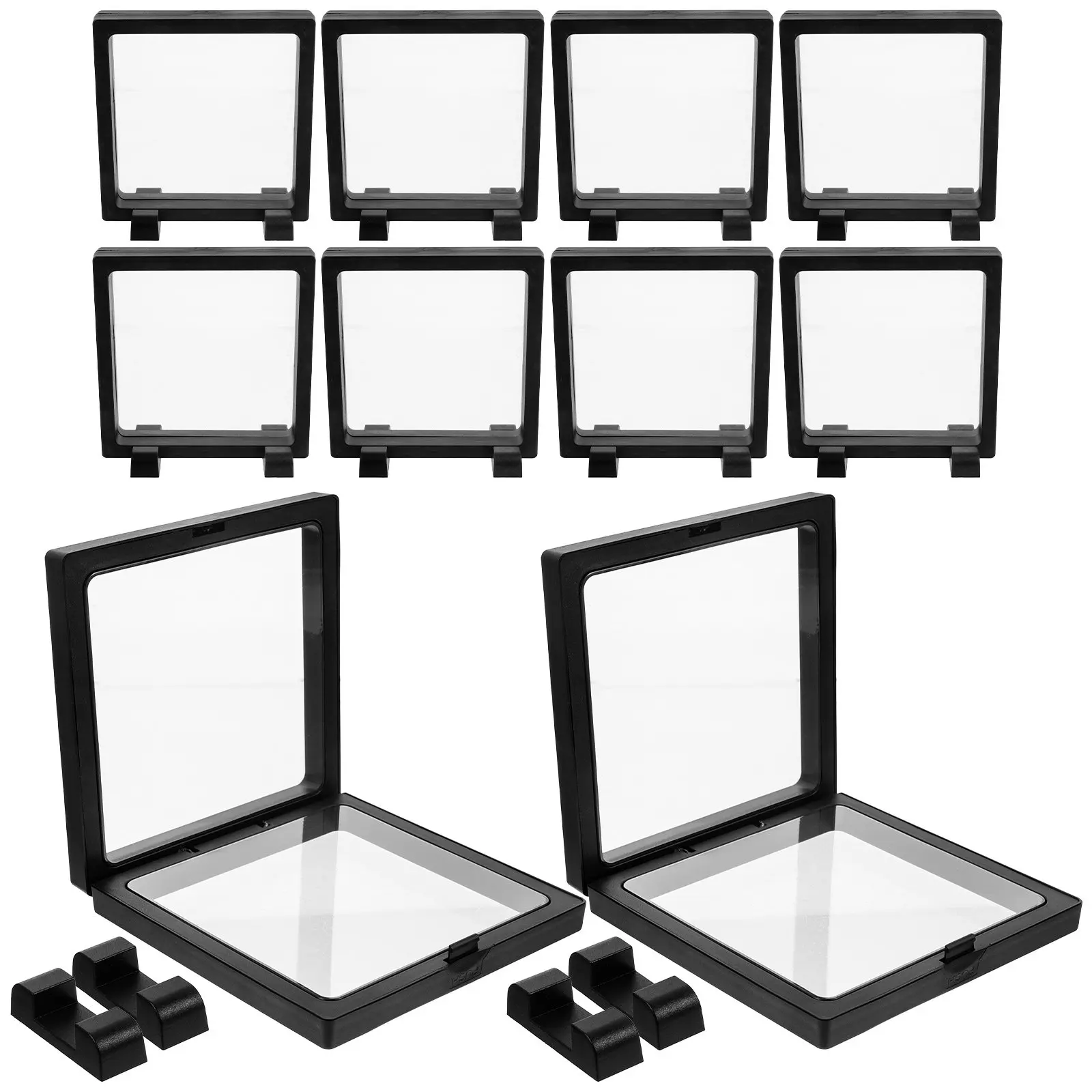 1Set Coin Floating Display Frame Transparent 3D Floating Frame Jewelry Storage Case Desktop Stand for Medals Stamps Chips