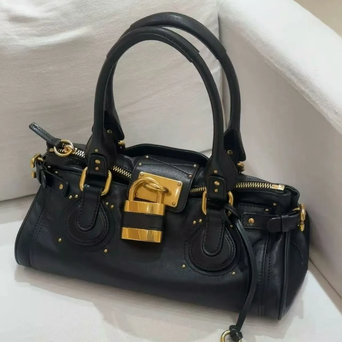 حقيبة بادينجتون، حقيبة نسائية موحدة، حقيبة حمل عصرية بمقبض علوي مع قفل ذهبي، حقائب كتف بتصميم فاخر للسيدات #4