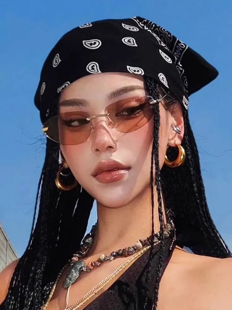 ربطة شعر نسائية عصرية بتصميم زهرة الكاجو على طراز Y2K ميلينيوم بانك، عصابة رأس أنيقة بأسلوب الهيب هوب، قبعة دائرية للتبادل ال... #3