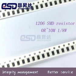 100pcs 1% 1206 SMD resistor 0R~10M 1/4W 0 0.1 1 10 100 150 220 330 ohm 1K 2.2K 4.7K 10K 100K 1R 10R 100R 150R 220R 330R 1M 10M